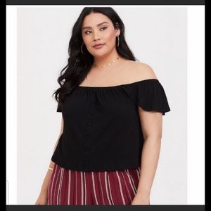 Torrid 3X Off The Shoulder Black Tank with Buttons